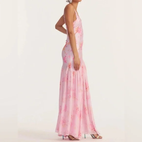LoveShackFancy Pink Floral Lace-Trim Maxi Dress - Picture 2 of 5